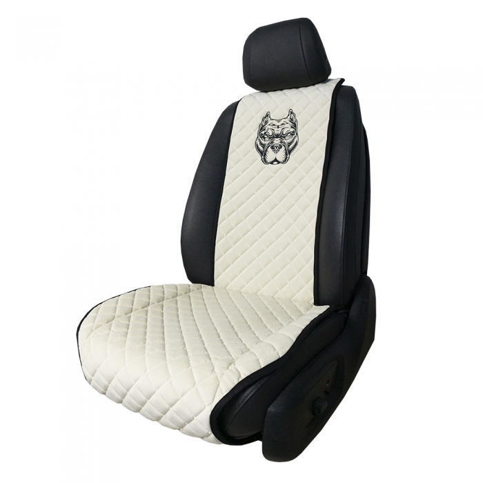 Накидки на сидения Передние накидки с вышивкой Питбуль (Белый)