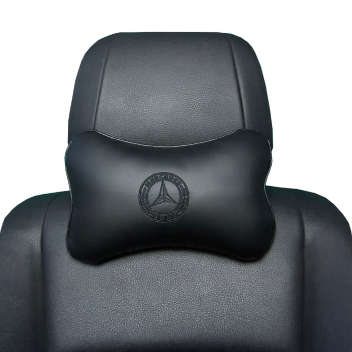 Подушки под шею Подушка под шею черная с вышивкой Mercedes old